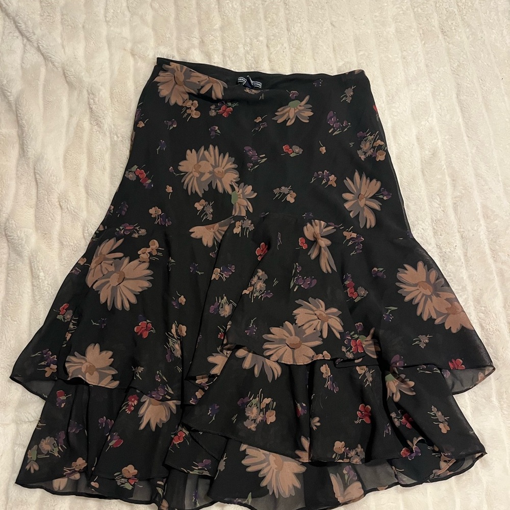 Floral Black Skirt